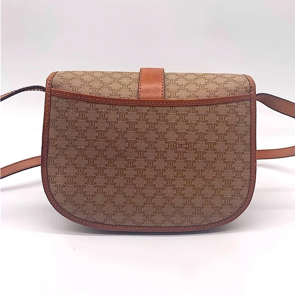 Celine Macadam Triomphe canvas and leather shoulder bag